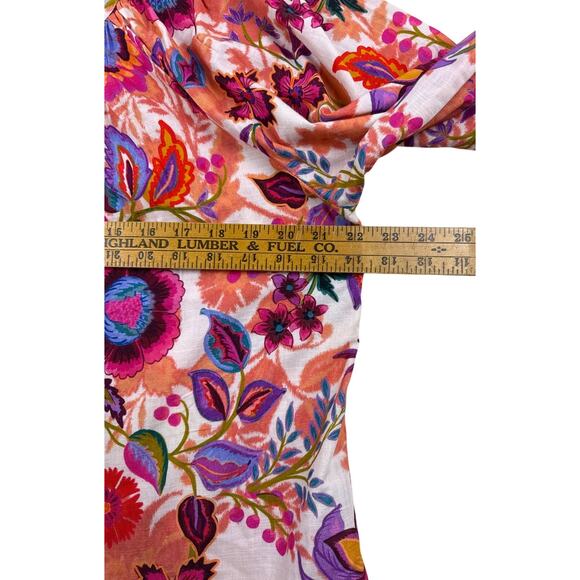 Liverpool Los Angeles Blouse Woven Floral Print Split V-Neck Short Sleeve Large - Picture 9 of 13